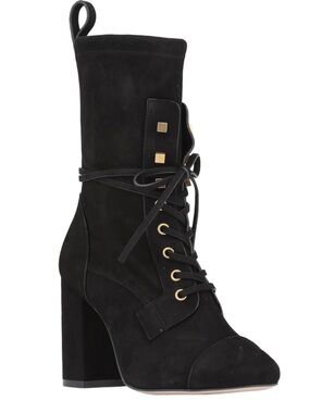Stuart Weitzman 'Veruka' Black Suede Lace-Up Boots